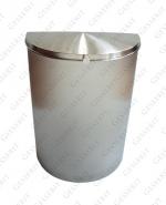 Fürdőszobai, szaniter, félkör alakú, falra szerelhető, inox, fém, rozsdamentes acél, csiszolt, emelőfedeles, fali 15 literes szemetes kuka hulladékgyűjtő