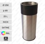 GESSERIT CINEMA 250x610 Inox Csiszolt, fém, rozsdamentes acél, 25 literes szemetes kuka hulladékgyűjtő elegáns, irodába, ügyféltérbe