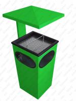 GESSERIT D 250 RAL ROOF, egyedi RAL színű, álló, fém, acél, kombinált, hamutartó 25 literes hamutartós szemetes kuka hulladékgyűjtő, csikkgyűjtő esőtetővel