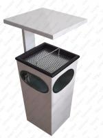 GESSERIT D 250 RAL ROOF, egyedi RAL színű, álló, fém, acél, kombinált, hamutartó 25 literes hamutartós szemetes kuka hulladékgyűjtő, csikkgyűjtő esőtetővel