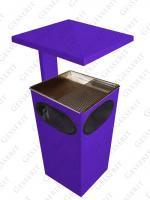 GESSERIT D 250 RAL ROOF, egyedi RAL színű, álló, fém, acél, kombinált, hamutartó 25 literes hamutartós szemetes kuka hulladékgyűjtő, csikkgyűjtő esőtetővel