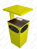 GESSERIT D 250 RAL ROOF, egyedi RAL színű, álló, fém, acél, kombinált, hamutartó 25 literes hamutartós szemetes kuka hulladékgyűjtő, csikkgyűjtő esőtetővel