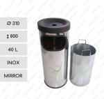 Cigaretta szemetes kuka  Ø 310 X 800 ↕ 40 L Rozsdamentes acél Tükrös,
