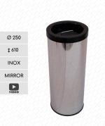 Dohányzó szemetes kuka  Ø 250 X 610 ↕ Rozsdamentes acél Tükrös, tükörpolíroztott