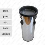 Elegáns rozsdamentes hamutartós Kuka  Ø 310 X 800 ↕ 40 L Rozsdamentes acél Tükrös,