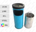 Fém Szemetes  Ø 310 X 800 ↕ 40 L Acél A kívánt