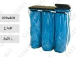 Fém Szemetes  820 X 400 760 ↕ 3x70 L Acél,