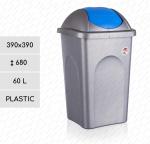 Fémszínű billenőfedeles kuka  390 X 680 ↕ 60 L Műanyag
