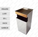 Hamutartós kuka, szemetes  250 X 250 X 610 ↕  25 L Rozsdamentes