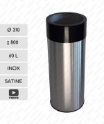 Inox beltéri szemetes kuka  Ø 310 X 800 ↕ 60 L Rozsdamentes acél Csiszolt,
