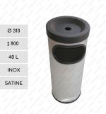 Inox kültéri szemetes kuka  Ø 310 X 800 ↕ 40 L Rozsdamentes acél Csiszolt,