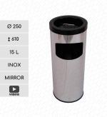 Ipari szemetes  Ø 250 X 610 ↕ 15 L Rozsdamentes acél Tükrös,