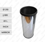 Ipari szemetes  Ø 310 X 800 ↕ 60 L Rozsdamentes acél Tükrös,