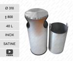 Irodai kuka szemetes hulladékgyűjtő  Ø 310 X 800 ↕ 40 L Rozsdamentes acél Csiszolt,