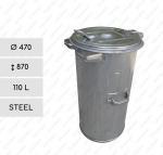 Köztéri hulladékgyűjtő  Ø 470 X 870 ↕ 110 L Acél