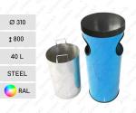 Köztéri szemetes kuka  Ø 310 X 800 ↕ 40 L Acél A kívánt