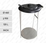 Közterületi szemetes kuka  Ø 460 X 950 ↕ 120 L Rozsdamentes acél