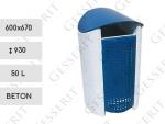 Közterületi szemetes kuka  600 X 670 X 930 ↕  50 L beton