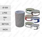Kültéri köztéri hulladékgyűjtő  Ø 520 X 955 ↕ 100+ L beton Rozsdamentes acél