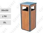 Kültéri, köztéri kuka, szemetes  350 X 780 ↕ 35L Fa/Acél Barna