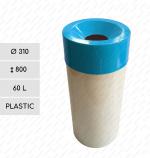 Műanyag kuka, szemetes, hulladékgyűjtő  Ø 310 X 800 ↕ 60 L Fehér