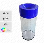 Műanyag kuka, szemetes, hulladékgyűjtő  Ø 310 X 800 ↕ 60 L Műanyag, Átlátszó, polikarbonát