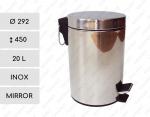 Pedálos hulladékgyűjtő 20 liter  Ø 292 X 450 ↕ L Rozsdamentes acél Tükrös,