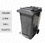 Pedálos kuka 240 liter  720 X 580 1060 ↕ L Műanyag