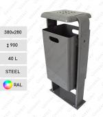 Piros szemetes  380 X 280 X 900 ↕  40 L Acél