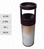 Rozsdamentes elegáns Hulladékgyüjtő  Ø 310 X 1190 ↕ 60 L Rozsdamentes acél Csiszolt,
