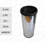 Rozsdamentes elegáns papírkosár  Kuka  Ø 250 X 610 ↕ 25 L Rozsdamentes acél Tükrös,