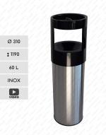 Rozsdamentes szemetes  Ø 310 X 1190 ↕ 60 L acél Csiszolt,