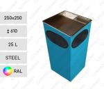 Sárga hulladékgyűjtő  250 X 250 X 610 ↕  25 L Acél