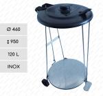 Szemetes  Ø 460 X 950 ↕ 120 L Rozsdamentes acél