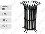 Utcai kuka  Ø 600/380 X 880 ↕ 70 L Acél Fekete