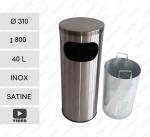 Utcai szemetes  Ø 310 X 800 ↕ 40 L Rozsdamentes acél Csiszolt,